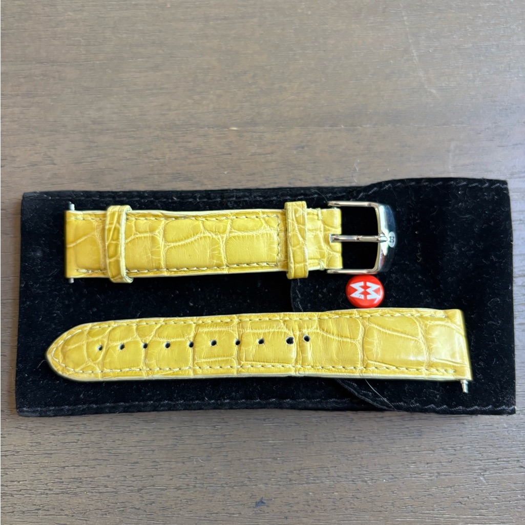 Michele Yellow CrocodileEmbossed Leather Watch Strap
